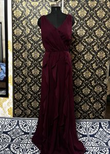 designer ruffle gown