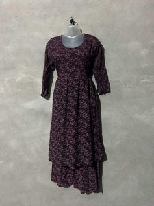 Maroon Printed Kurta Set