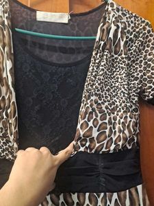 Leopard Print V-Neck Midi Dress