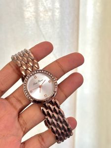 Rose Gold Crystal Bezel Watch