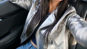 WestSide -Silver Faux Leather Biker Jacket ,