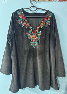 Embroidered Velvet Kurta