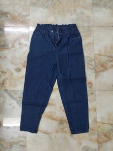 Women's Dark Blue Elastic Waist Denim Jeans