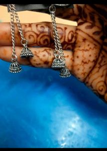 Oxidized Silver Jhumka Earrings