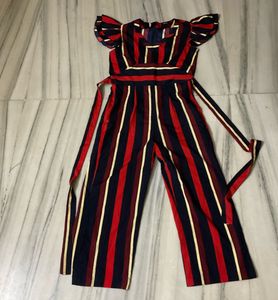 Striped Jumpsuit with Belt