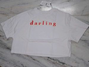 Cute White Cropped T-Shirt "Darling"