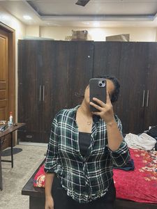 Green Plaid Button-Up Shirt