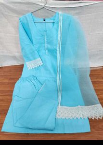 Light Blue Kurti with Lace Detail