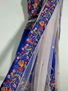 Blue Embroidered Lehenga Material (Women's)