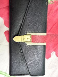 Chic Black Wallet with Gold Buckle Accent