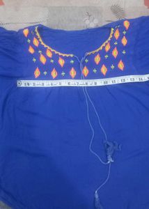 Embroidered Blue Bohemian Top