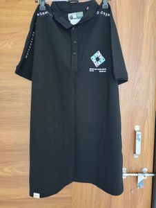 Men's Black Graphic Polo T-Shirt