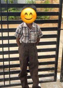 Sri Chaitanya Schol Boys Plaid Shirt and Brown Pan