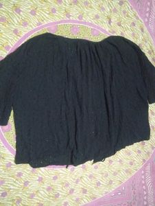 Black Eyelet Lace-Up Top