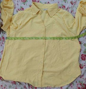 Light Yellow Textured Button-Up Shirt top