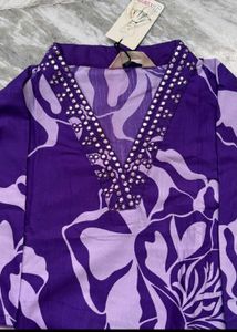 Vibrant Purple Floral Kurta Set with Dupatta