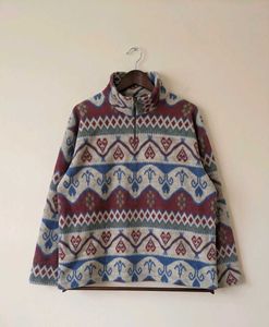 Cozy Geometric Print Fleece Pullover