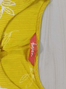 Yellow Leaf Print Kurta