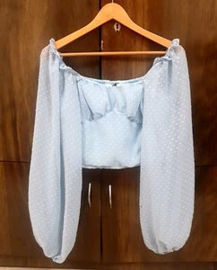 Unused M SIZE 34 Bust Sky-blue Crop Top