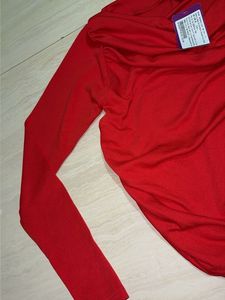 Chic Red Ruched Tunic Top