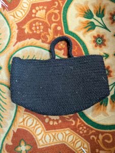 Chic Black Woven Handbag