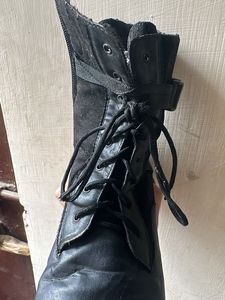 Black Lace-Up Combat Boots