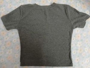 Grey Henley Crop Top