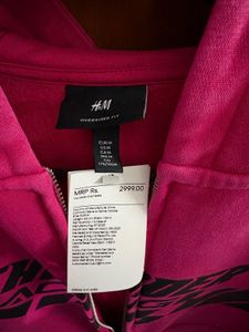 H&amp;M Racing Pink Graphic Print Zipper Hoodie