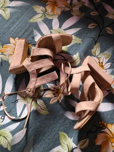 Strappy Lace-Up Block Heels