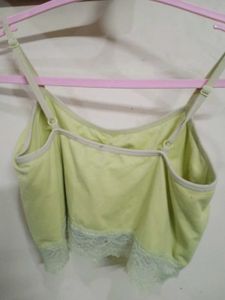 Light Yellow Camisole with Lace Trim