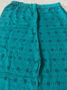 Teal Cotton Palazzo Pants with Print
