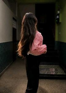 Red Gingham Crop Top with Lace Trim