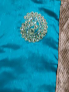 Saree Sea Blue Colour Without Blouse 2 Time Used Only