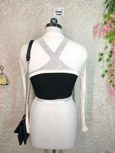 Cute White Cropped Cardigan Top
