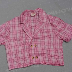 coquette Pink Checked Cropped blouse