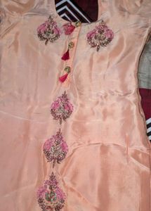 Peach Embroidered Kurta Set