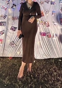 Chocolate Brown Ring Bodycon Dress