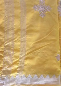 Elegant Yellow Saree with Silver Border