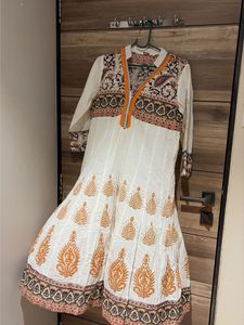 Elegant White & Orange Kurta