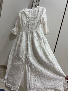Chic White Broderie Anglaise Midi Dress