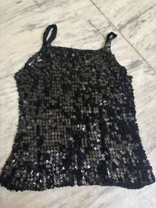 Sparkly Black Sequin Camisole Top