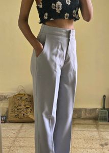 High Waisted Light Grey Trousers