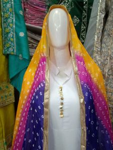 Beautiful White Coloured Frock Suit Set - 2 Piece