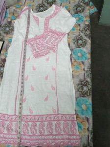White &amp; Pink Chikankari Kurta