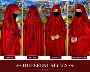 Red Floral Print Abaya Full Length