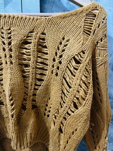 Mustard Yellow Cropped Knit Sweater