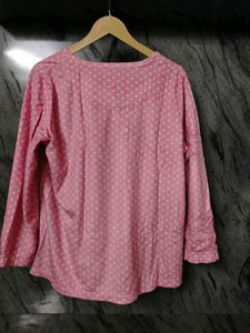 Cute Pink Polka Dot Button-Up Top