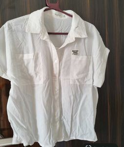 Classic White Short Sleeve Button-Up Shirt