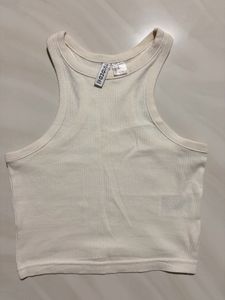 H&M Ribbed Racerback White Vest Top