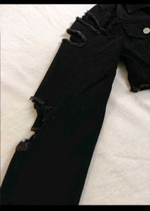 Black Distressed Denim Jacket